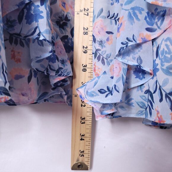 Lovers and Friends Dress Medium Baby Blue Floral Rae Mini Ruffle - Picture 5 of 9